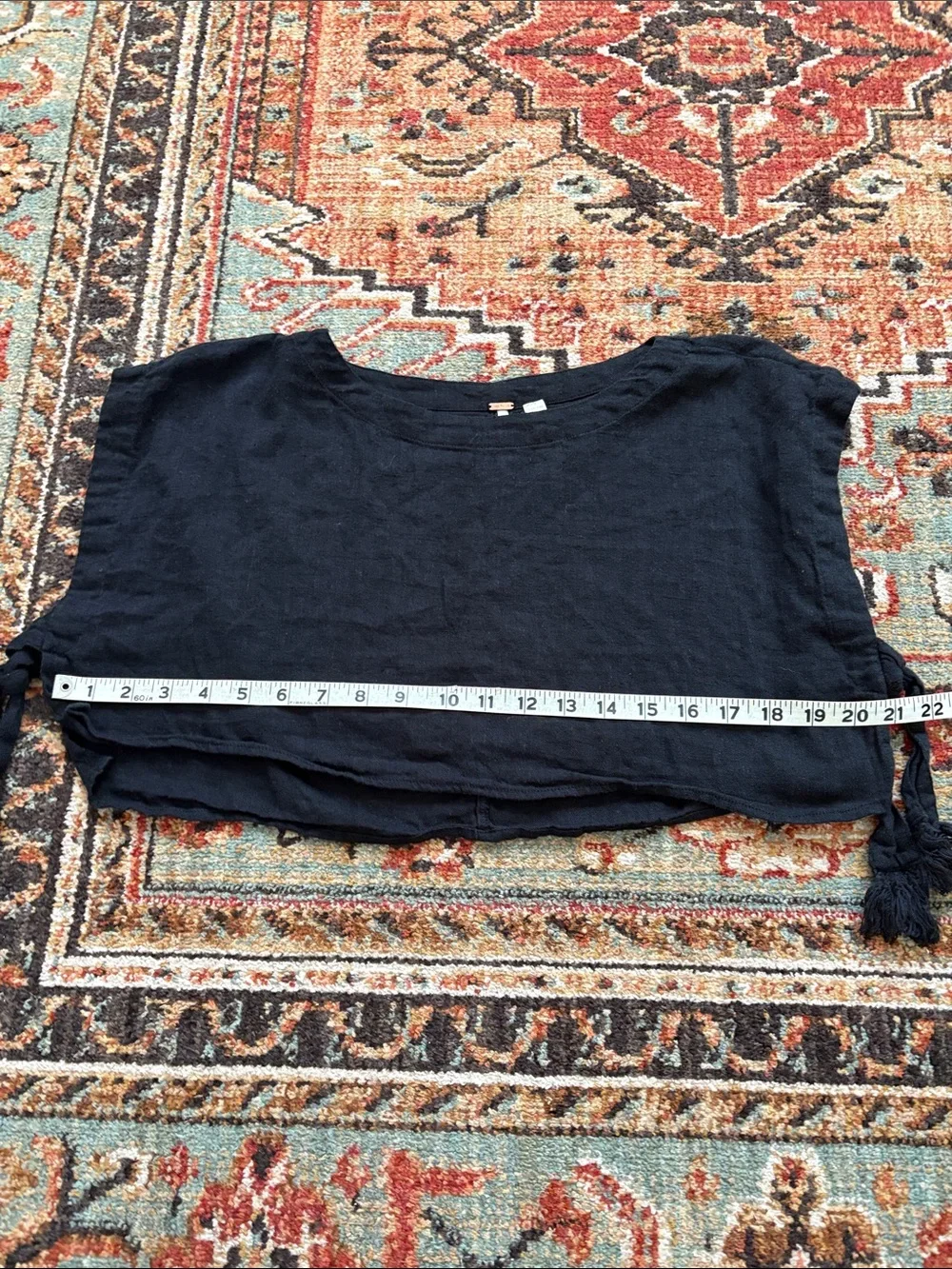 FREE PEOPLE CO-ORD BLACK SUNDOWN CROPPED OPEN SIDE TIE TOP XS